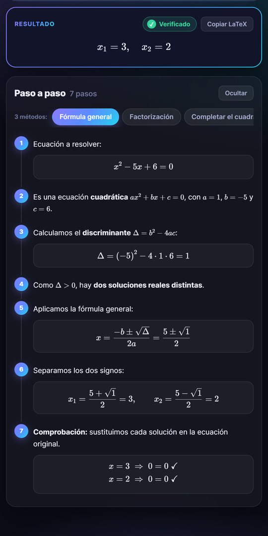 Lyz Math resolviendo una ecuación de segundo grado paso a paso
